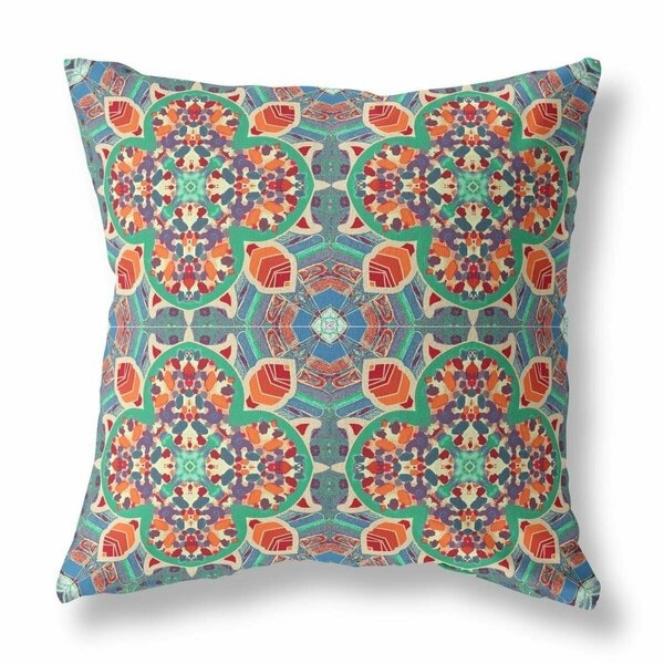 Homeroots 18 in. Cloverleaf Indoor & Outdoor Throw Pillow Orange & Green 411860